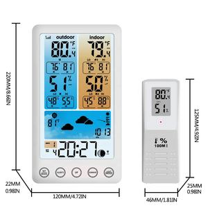 Higrometer Suhu Nirkabel yang Dikendalikan Radio Prakiraan Cuaca Layar Berwarna Kalender Stasiun Cuaca Jam Alarm Elektronik - Product Image 4