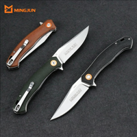 Couteau pliant miniature d'extérieur avec lame en acier D2 revêtue de titane Damas, couteau utilitaire et de camping