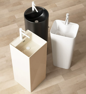 Lavabo a <span class=keywords><strong>colonna</strong></span> nero di design <span class=keywords><strong>standard</strong></span> <span class=keywords><strong>con</strong></span> foro per rubinetto, lavabo autoportante per reparto - Product Image 6
