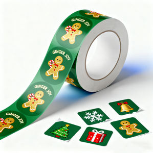Coffrets cadeaux de Noël à dos vert avec imprimés dorés de luxe Étiquettes adhésives accentuées à base verte festive Combo de couleurs de vacances classiques - Product Image 2