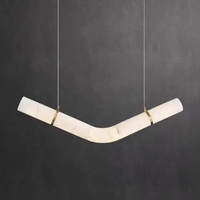 Nouveau design, lustre en albâtre personnalisé, art déco, salle à manger, salon, hauteur réglable, cadre en cuivre, luminaire suspendu en marbre, LED