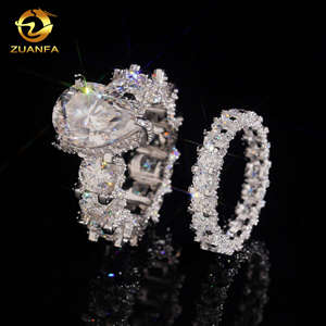 Pass Diamond Tester 925 Plata sólida Anillo de novia de lujo Joyería VVS1 6Ct Pera Tamaño grande Moissanite Eternity Anillo de banda de compromiso - Product Image 1