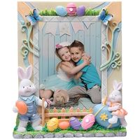 Cadre photo en résine de lapin de Pâques pour photo de 5 x 7 pouces