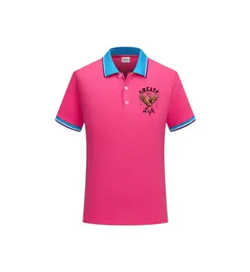 Polos de golf en coton brodé pour hommes, hauts de marque, logo personnalisé, design rose, logo de club, de sport