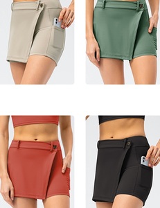 Rok wanita dua potong, celana pendek wanita kinerja aktif Solid, ringan untuk lari, tenis, Golf, olahraga, rok Mini - Product Image 6