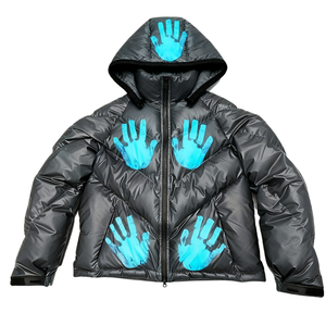 AQTQ <span class=keywords><strong>Doudoune</strong></span> Thermochromique Changeant de Couleur, Manteau d'Hiver Brillant Magenta avec Capuche, Veste Sensible à la Température - Product Image 1