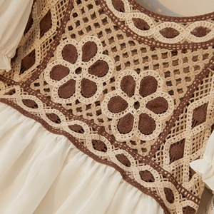 OEM ODM Böhmische Blumen-Stickerei Häkel-Chiffon-Bluse Damen Sommer Sexy Kurzarm-Hemden - Product Image 6