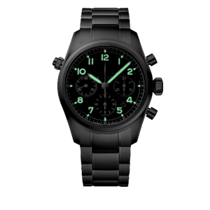 Montre chronographe automatique mécanique avec bracelet en acier inoxydable noir mat pour homme Longinesing - Product Image 1