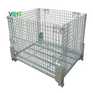 Industrial foldable galvanized metal store wire baskets for warehouse