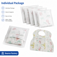 Bavoirs jetables pour bébé avec poche de récupération des aliments, emballés individuellement, imperméables en polyester/coton, toutes saisons, portables, pour tout-petits, vente en gros