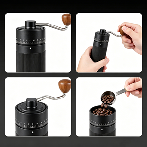 เครื่องบดกาแฟมือหมุนสีดำพร้อมโลโก้สั่งทำพิเศษ สำหรับ<span class=keywords><strong>บด</strong></span>เครื่องเทศ พร้อมใบมีดสแตนเลส บรรจุในกล่องของขวัญ - Product Image 2