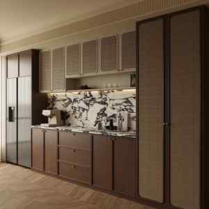 Juego de Muebles de Cocina Modulares Modernos de Estilo Europeo, Puertas de Madera Maciza, Construcción de Tablero de Melamina, Encimera de Mármol, Montaje en Pared, Alto - Product Image 3