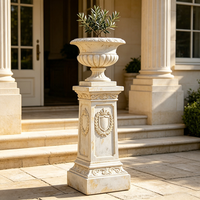 Support de pot de fleurs en résine fait main et peint à la main, style colonne romaine, piédestal européen vintage, urne, pot de fleurs, décoration d'intérieur