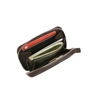 Dompet Mini PU Bertekstur Hitam dengan Ritsleting, Slot Kartu Depan, Kantong Penyimpanan Uang dan Koin, Tempat Kartu Harian Portabel, Logo Dapat Disesuaikan