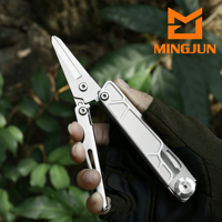 Outdoor-Camping-Taschenmesser aus Edelstahl, Multifunktions-Scheren-Kombi-Werkzeug, EDC-Klappmesser mit Rindslederbox