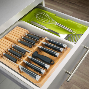 In-<b>drawer</b> Knife Block Bamboo <b>Kitchen</b> 16 Knifes <b>Drawer</b> <b>Organizer</b> - Product Image 4