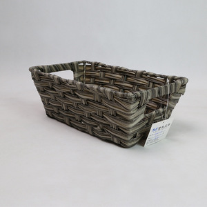 Woven Storage Basket Rectangle Handmade Desktop Organizer Food Container - Product Image 1