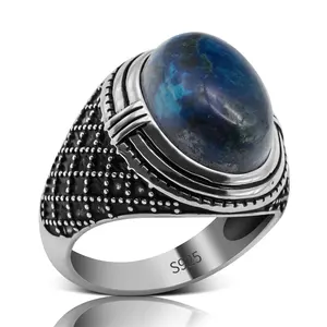 925 Sterling Silver Ring for Men with Natural Phoenix Stone Handmade Vintage mens silver ring with turquoise