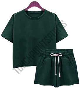 ชุด2ชิ้น Biker กางเกงขาสั้นและเสื้อคอกลมสำหรับผู้หญิง,โลโก้แบบสั่งทำ - Product Image 5