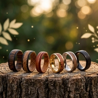 8mm Tizti Damaszener Stahlring-Kernrohling 4mm Einlage Hypoallergener Ringrohling für Holz- und Opalstein-Einlage DIY Schmuckherstellung