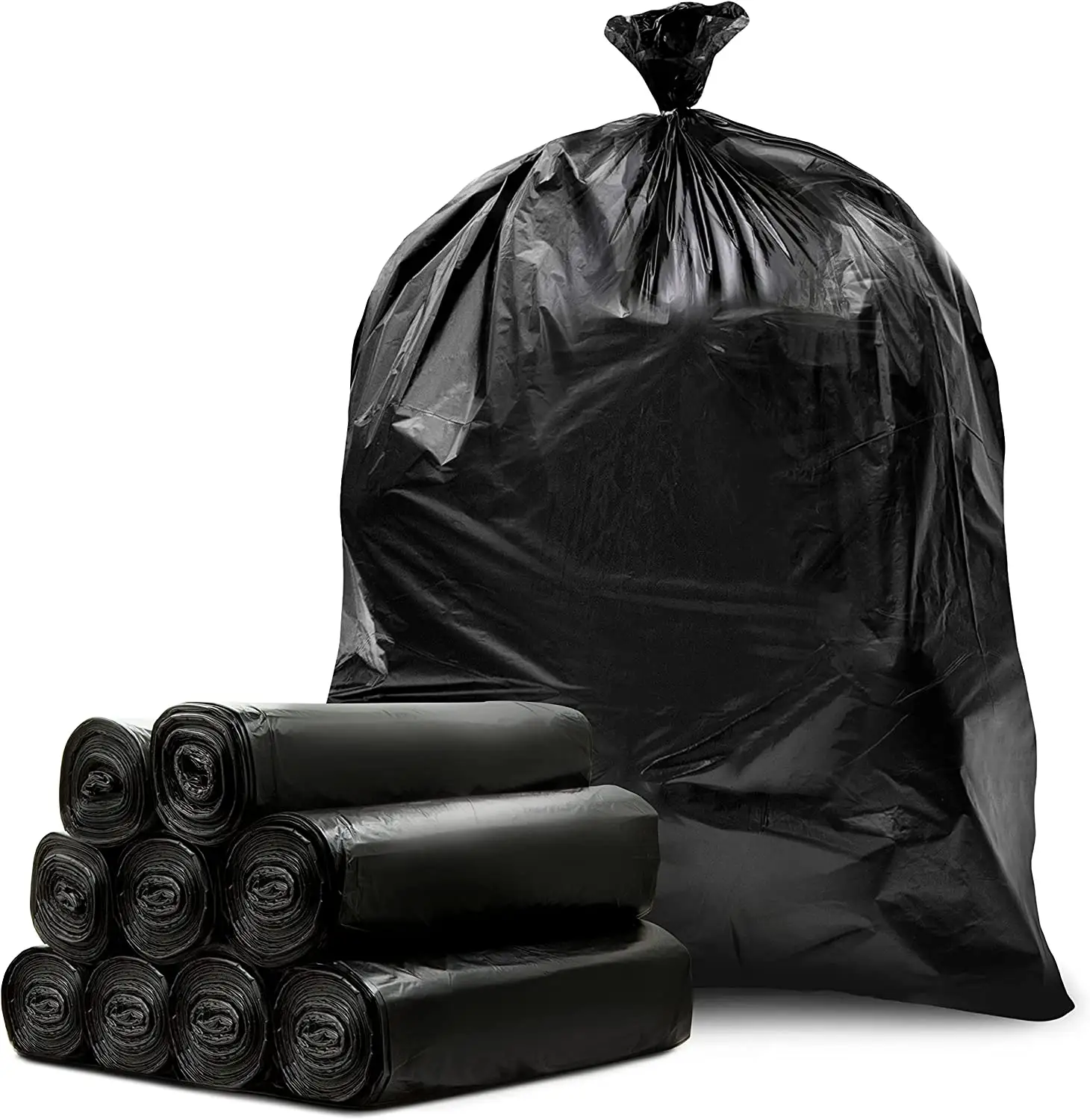 Biyobozunur ağır çevre dostu çöp torbaları İpli Compostable siyah 30 Gallon 33 Gallon çöp torbaları