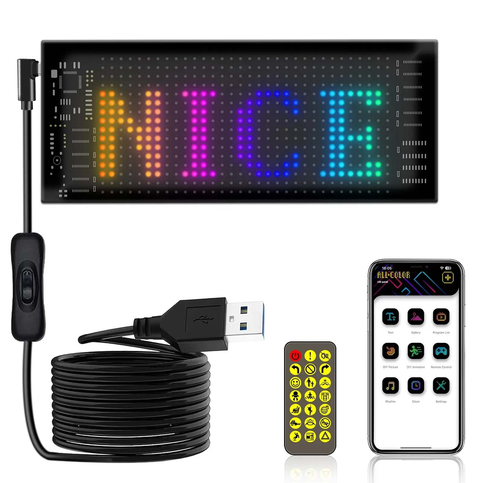 Nueva llegada Flexible Pantalla LED Blue-Tooth Enabled App-Control Car Publicidad Pantalla Led Smart Soft Car Pixel Scrolling Sign