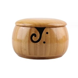 Wooden Yarn Bowl Solid Wood Round Knitting Storage Craft Supply Desktop Use - Product Image 3