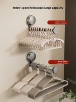 Porte-serviettes mural moderne à ventouse rotative, sans perçage, pour salle de bain et balcon, organisateur de vêtements rétractable en plastique