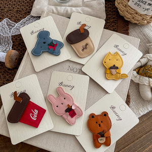 Sevimli çizgi film deri çocuk bb tokaları, sevimli kız tavşan ayı tokaları, sonbahar için çok yönlü kakül saç aksesuarları - Product Image 1