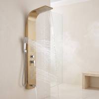 Panneau de douche moderne en acier inoxydable multicolore avec 5 fonctions de sortie d'eau et jets de massage pour salle de bain d'hôtel
