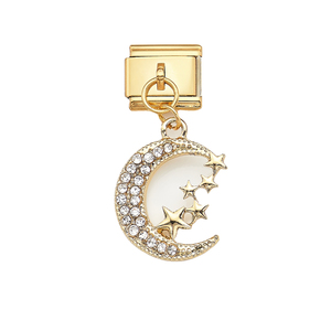 Module de pendentif en acier inoxydable italien, motifs Lune, Amour, Pieds, Étoile, Croix, Cocotier, <span class=keywords><strong>Smiley</strong></span>, Trèfle à quatre feuilles, Bijoux en gros - Product Image 6