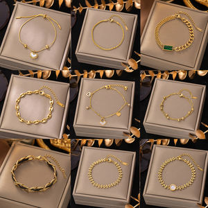 <span class=keywords><strong>Bracciale</strong></span> All'Ingrosso da <span class=keywords><strong>Donna</strong></span> con Catena a <span class=keywords><strong>Serpente</strong></span> in Acciaio Inossidabile Placcato Oro 18K di Alta Gamma, Gioiello Alla Moda Che Non Sbiadisce con Zirconi da Regalo - Product Image 6