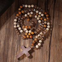 Collier tendance en perles de cristal en forme de croix pour femme, long collier en pierre naturelle pour l'énergie et la guérison, bijoux puissants automne-hiver
