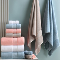 Ensemble de 3 serviettes 100% coton peigné, couleur unie, douces et absorbantes, pour hôtel, maison, spa, vente en gros, logo personnalisé