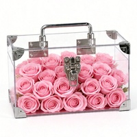 Acryl handgemaakte geconserveerde bloemen doos cadeau roze geconserveerde rozen voor vrouwen vrouw moeder oma Moederdag verjaardag jubileum