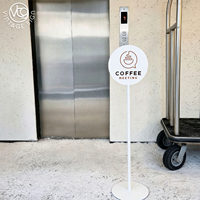 Panneau rond autoportant en métal avec logo personnalisé imprimé UV, finition thermolaquée, pour usage en café ou en magasin