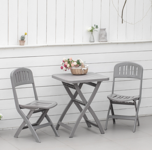 <span class=keywords><strong>Tavolo</strong></span> da Pranzo Pieghevole Moderno in <span class=keywords><strong>Plastica</strong></span> Grigia Resistente alle Intemperie per Esterni e Balconi - Product Image 1