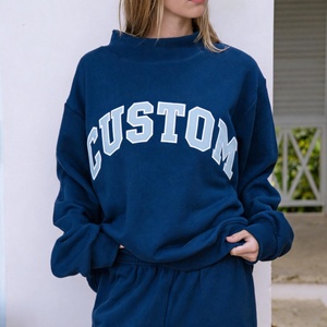 Sudadera con Capucha Extra Grande de Algodón para <span class=keywords><strong>Mujer</strong></span>, Bordada Personalizada, Suéter de Cuello Redondo de Diseño, Personalización Unisex con Logotipo - Product Image 3