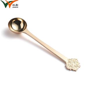 Vente en gros de cuillères doseuses miniatures en acier inoxydable de qualité alimentaire, rondes, avec logo personnalisé, dorées - Product Image 3