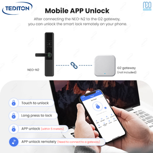 Ttlock แอปไบโอเมตริกซ์ที่ปลอดภัยด้วยรหัสผ่านดิจิตอลปุ่มกดมหากาพย์ล็อคประตูหลักอัจฉริยะด้วยการพิมพ์ลายนิ้วมือสำหรับประตู - Product Image 5