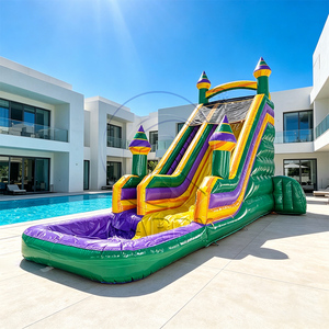 Château <span class=keywords><strong>gonflable</strong></span> commercial personnalisé, parc <span class=keywords><strong>aquatique</strong></span>, toboggan <span class=keywords><strong>aquatique</strong></span> <span class=keywords><strong>gonflable</strong></span> en bâche PVC vert marbré avec piscine - Product Image 1
