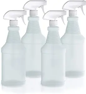 Adjustable 32oz round Chemical Resistant1000ml Empty HDPE plastic Spray Bottles with trigger spray nozzle for Cleaning Solutions