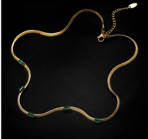 Classique Vintage Géométrique Titane Acier Incrustation Zircon Collier 1 Pièce À La Mode Charme Chaînes - Product Image 1