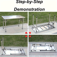 Table à manger carrée pliante moderne en acier inoxydable, imperméable, portable, facile à installer, design compact, sans installation