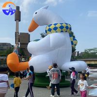 Modèle de canard gonflable géant publicitaire multicolore, ballon animal de 3,6 m de haut en tissu Oxford avec ventilateur intégré, durable et facile à installer