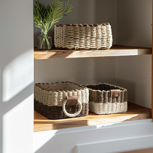 Lot de 3 paniers de rangement naturels tissés à la main en gros - Product Image 1