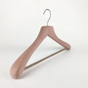 Wooden Coat Hanger Natural Color Cedar Wood Coat Hanger With Round Bar