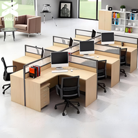 Bureau moderne en bois, poste de travail en îlot, cloisons de bureau en bois, mobilier de bureau, bureau modulaire