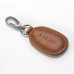 Custom Fashion Brown Genuine Leather Key Holder Case with Key Chain