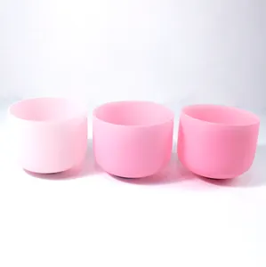 SIHE Manufacture 440hz 432hz Macaron Pink Crystal Singing Bowls 99.99% Pure Quartz Singing Bowls